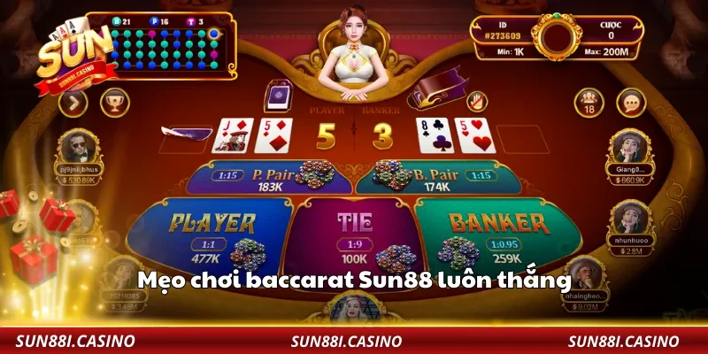 Mẹo chơi baccarat Sun88 luôn thắng